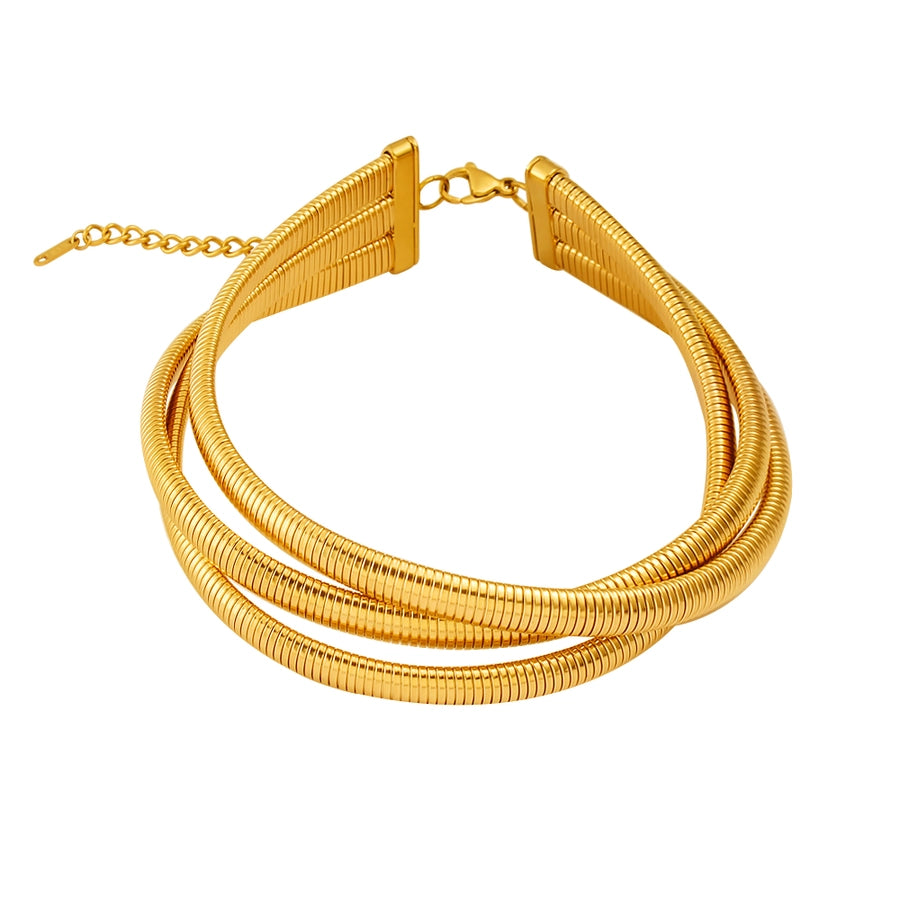 Jewelry Simple Style Oversized Commute Stripe 304 Stainless Steel 18K Gold Plated Choker