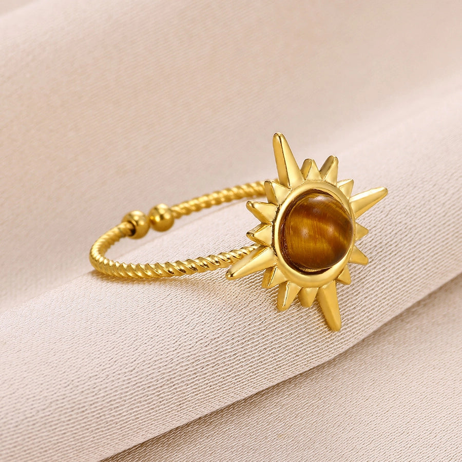 Jewelry Bohemian Sun 304 Stainless Steel 18K Gold Plated Open Rings