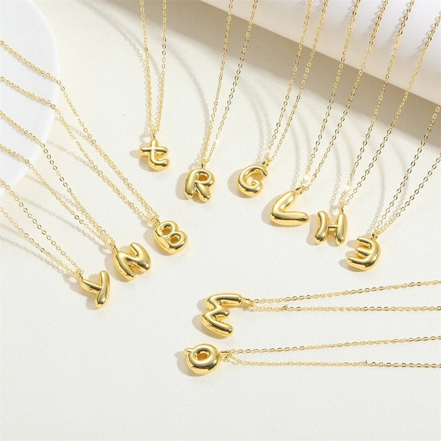 Copper 14K Gold Plated Simple Style letter Pendant Necklace