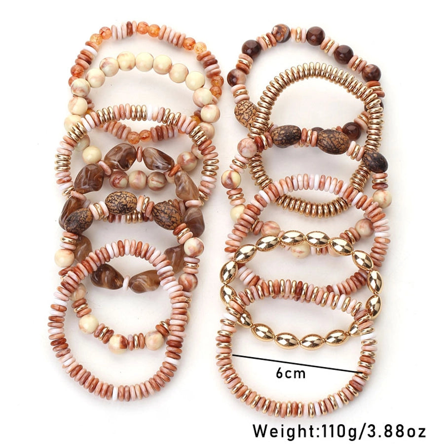 Vintage Style Round Oval CCB Arylic Wood Beaded Chain Beaded Bracelets