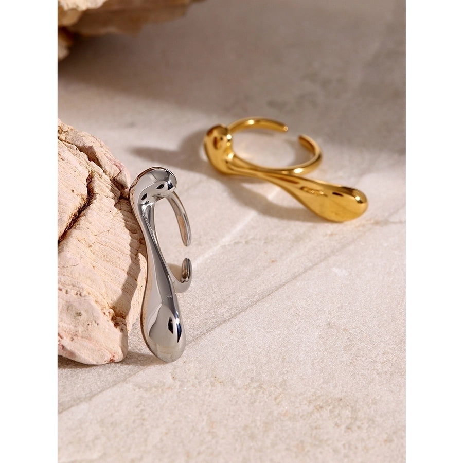 Jewelry Vacation Simple Style IG Style Water Droplets 316 Stainless Steel  18K Gold Plated Plating Open Rings