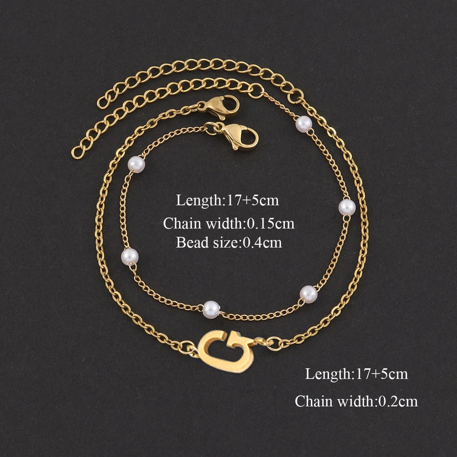 Elegant Simple Style Classic Style Letter 201 Stainless Steel 304 Stainless Steel Artificial Pearl Bracelets In Bulk