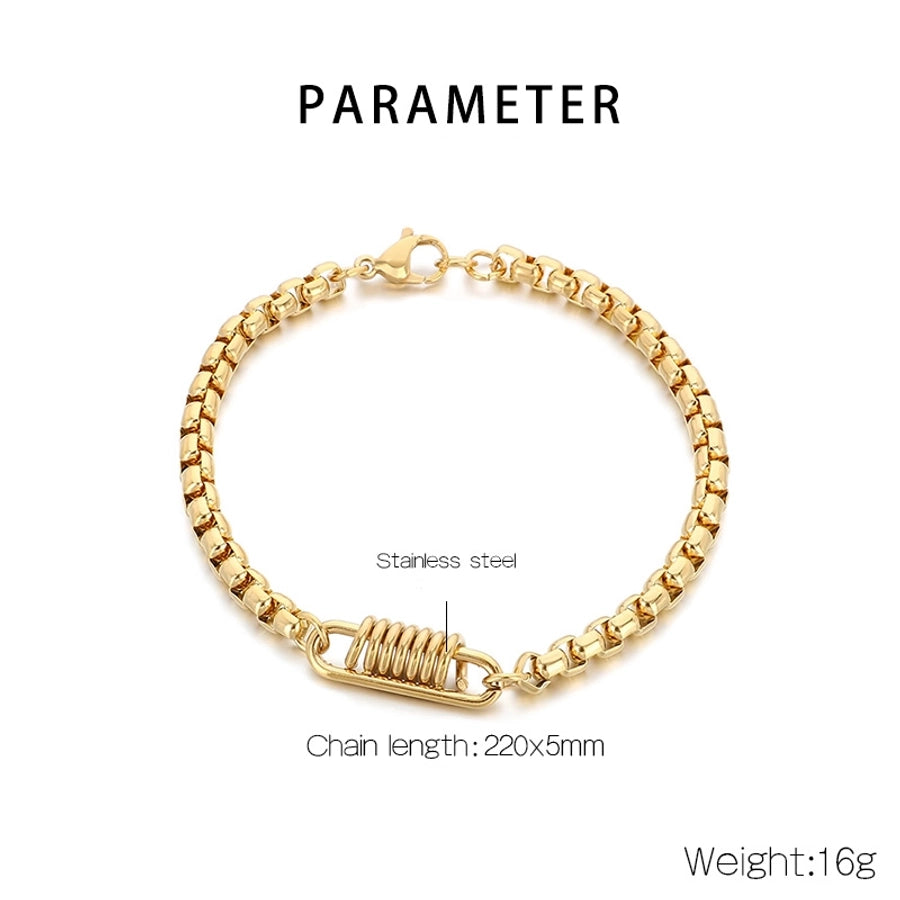 Simple Style Solid Color 304 Stainless Steel 18K Gold Plated cable chain Bracelets In Bulk