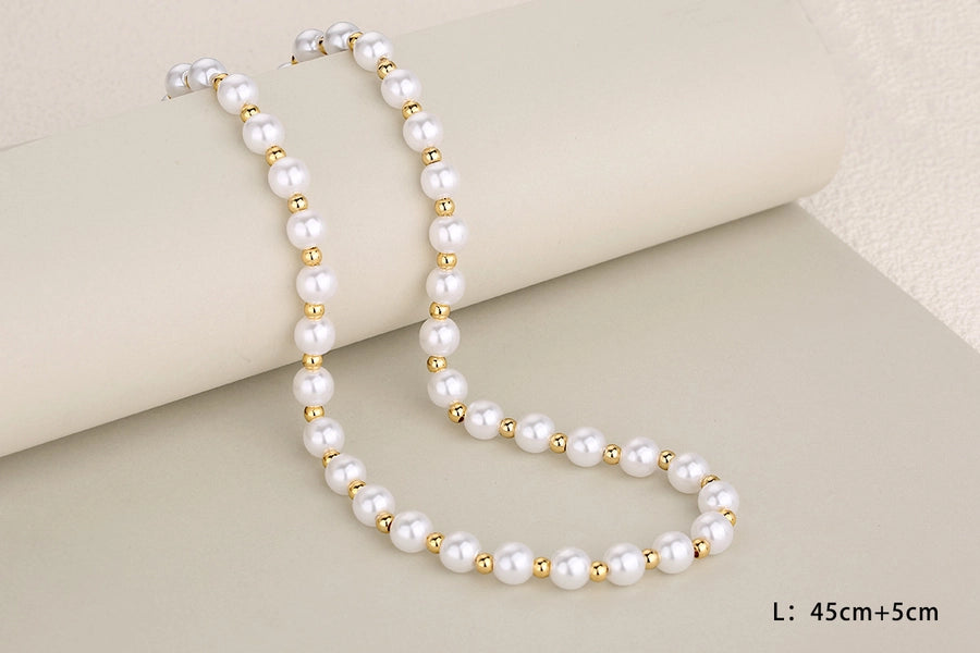 Jewelry Elegant Round 304 Stainless Steel Pearl Inlay Jewelry Set