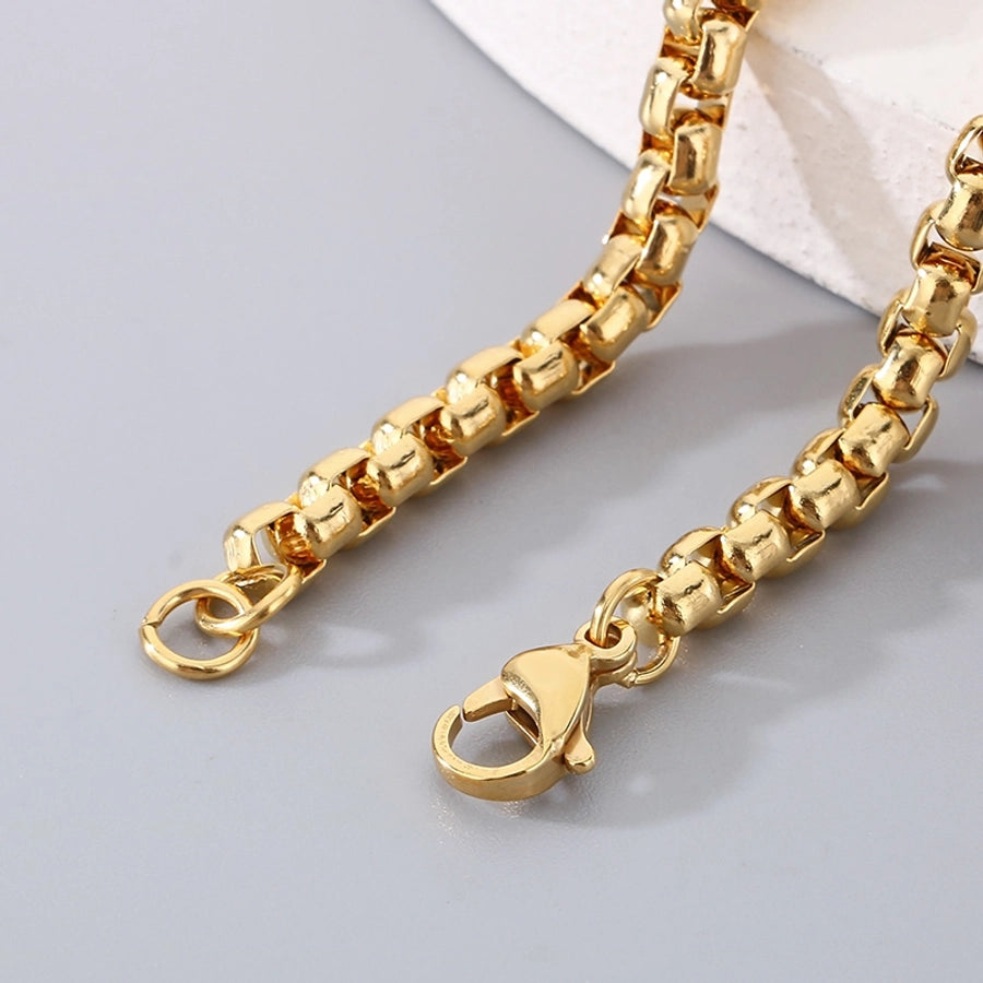 Simple Style Solid Color 304 Stainless Steel 18K Gold Plated cable chain Bracelets In Bulk