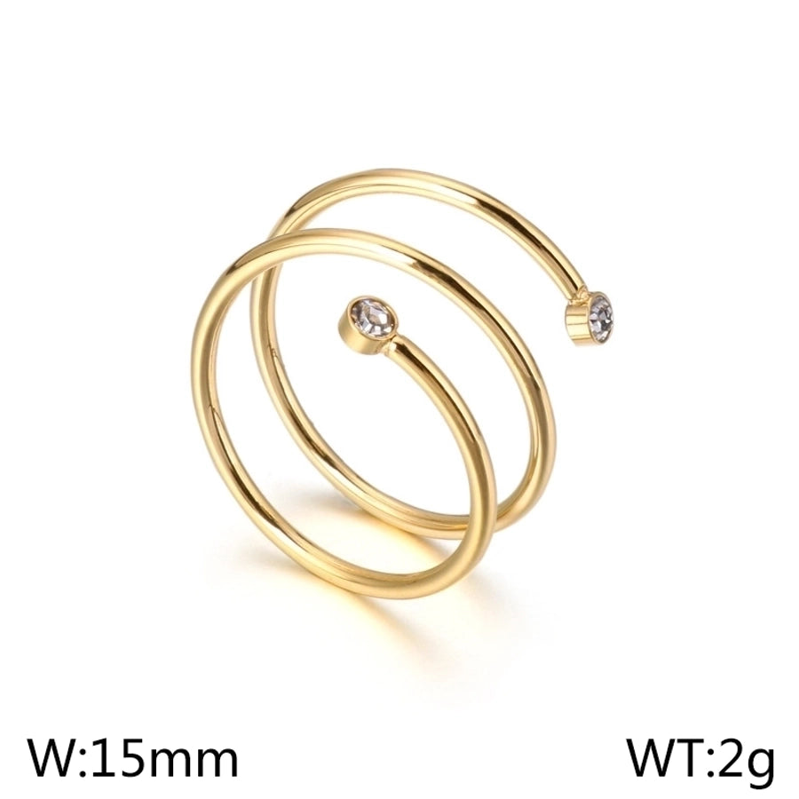 Stainless Steel 18K Gold Plated Simple Style Geometric Zircon Open Rings