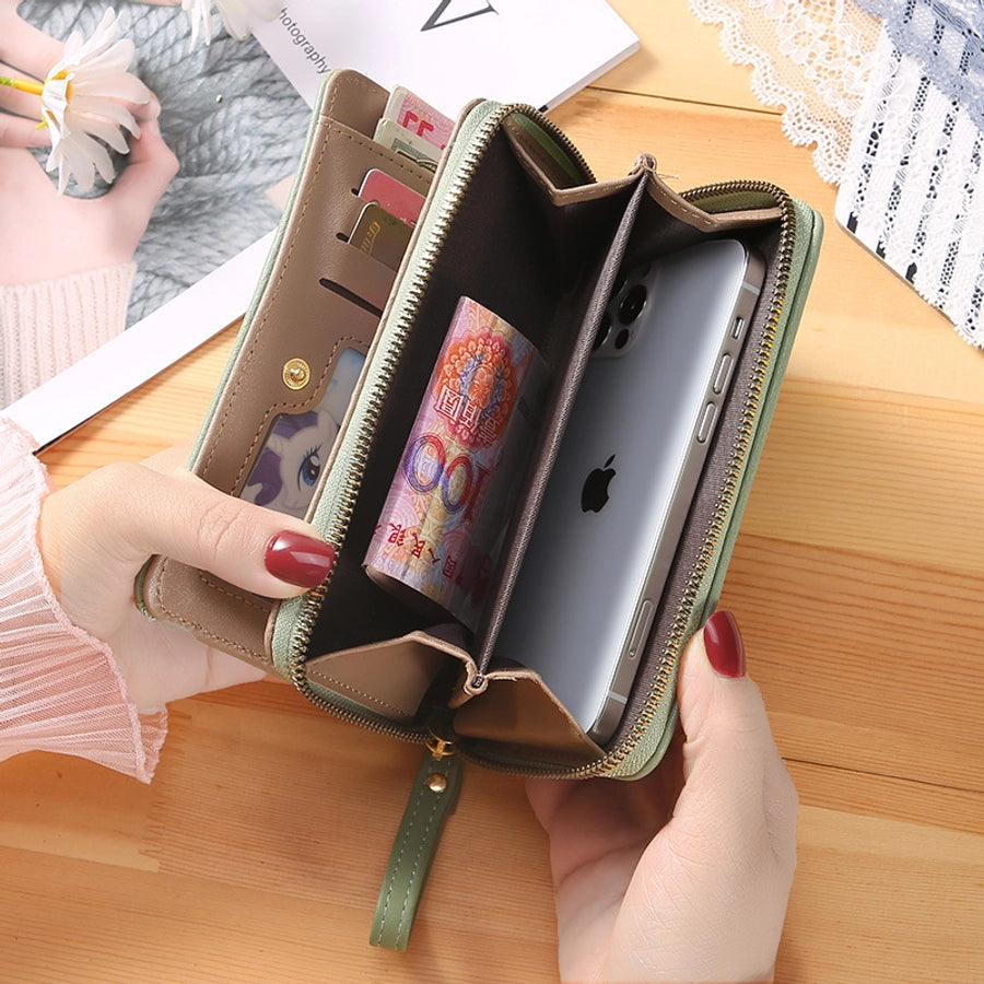 women's letter pu leather zipper wallets