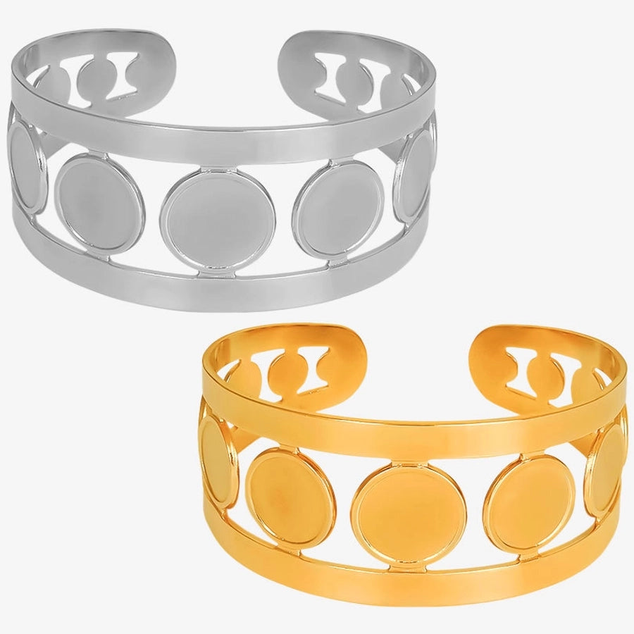 IG Style Solid Color 304 Stainless Steel 18K Gold Plated Bangle In Bulk Stainless Steel Bracelets