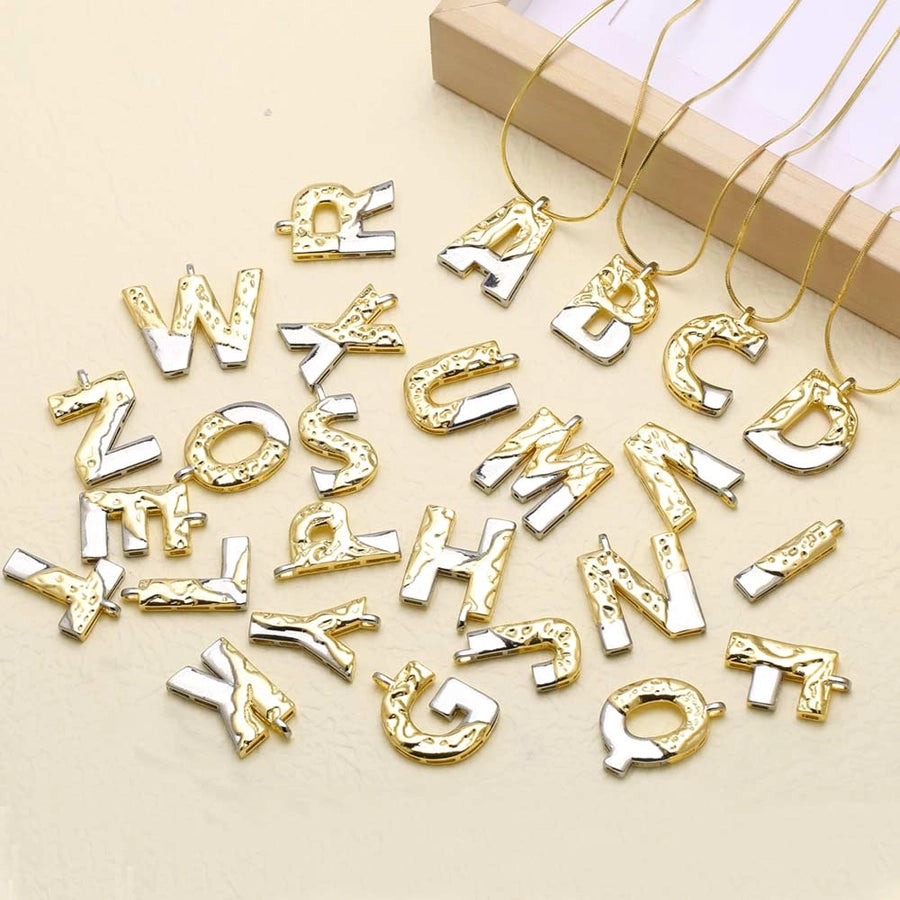 Copper 18K Gold Plated Plating Letter Pendant Necklace