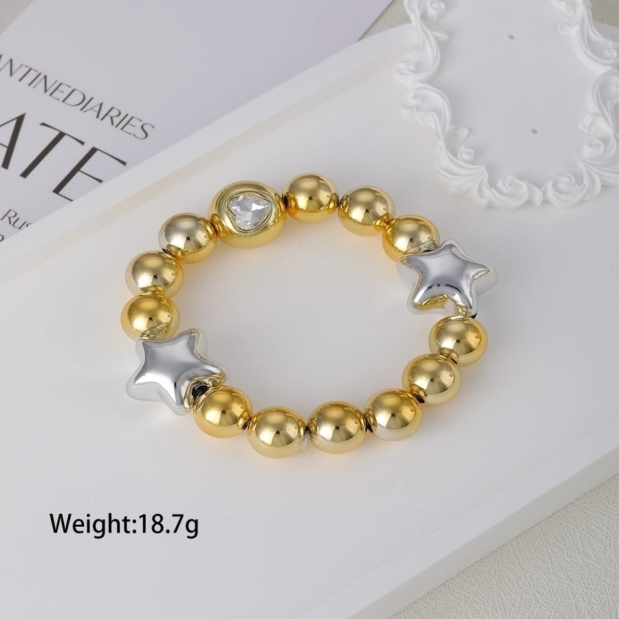 Simple Style Commute Pentagram Round Heart Shape 18K Gold Plated CCB  Beaded Bracelets