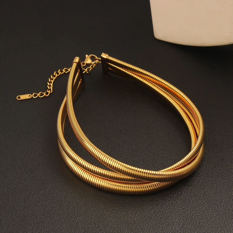 Jewelry Simple Style Oversized Commute Stripe 304 Stainless Steel 18K Gold Plated Choker