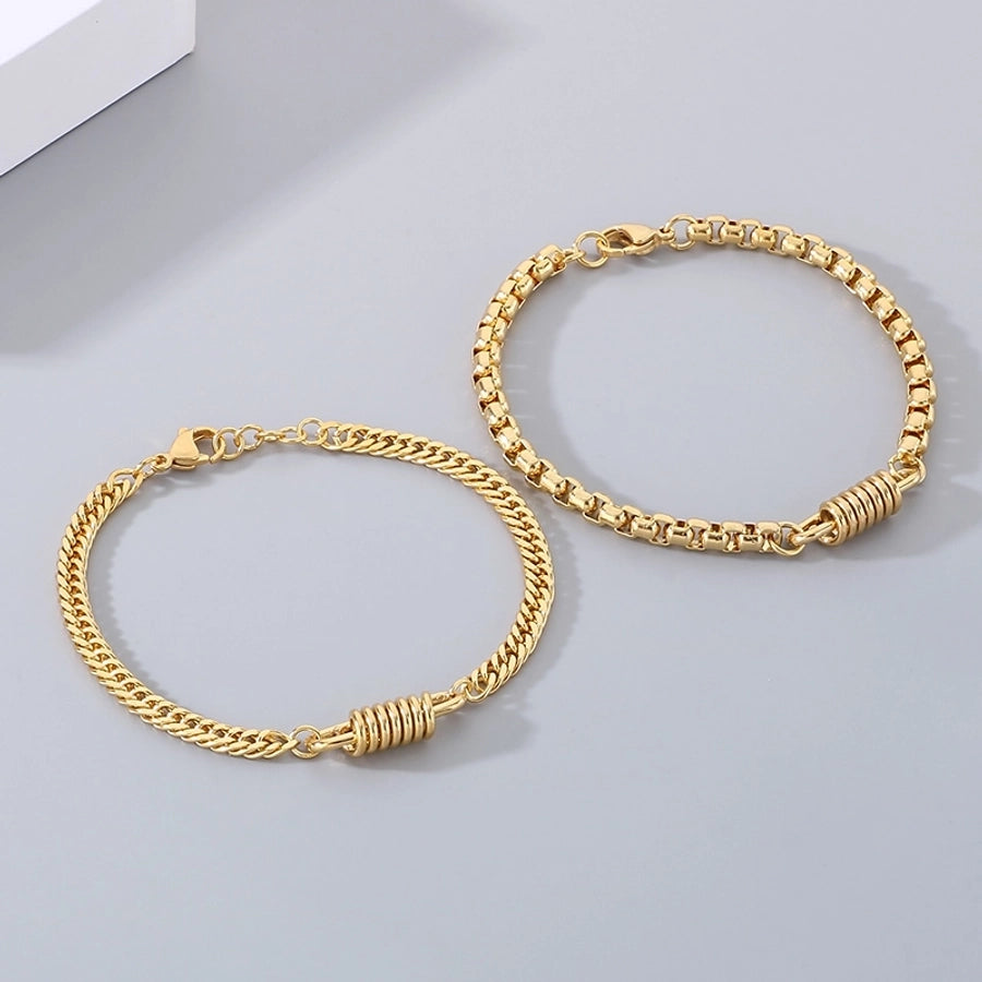 Simple Style Solid Color 304 Stainless Steel 18K Gold Plated cable chain Bracelets In Bulk