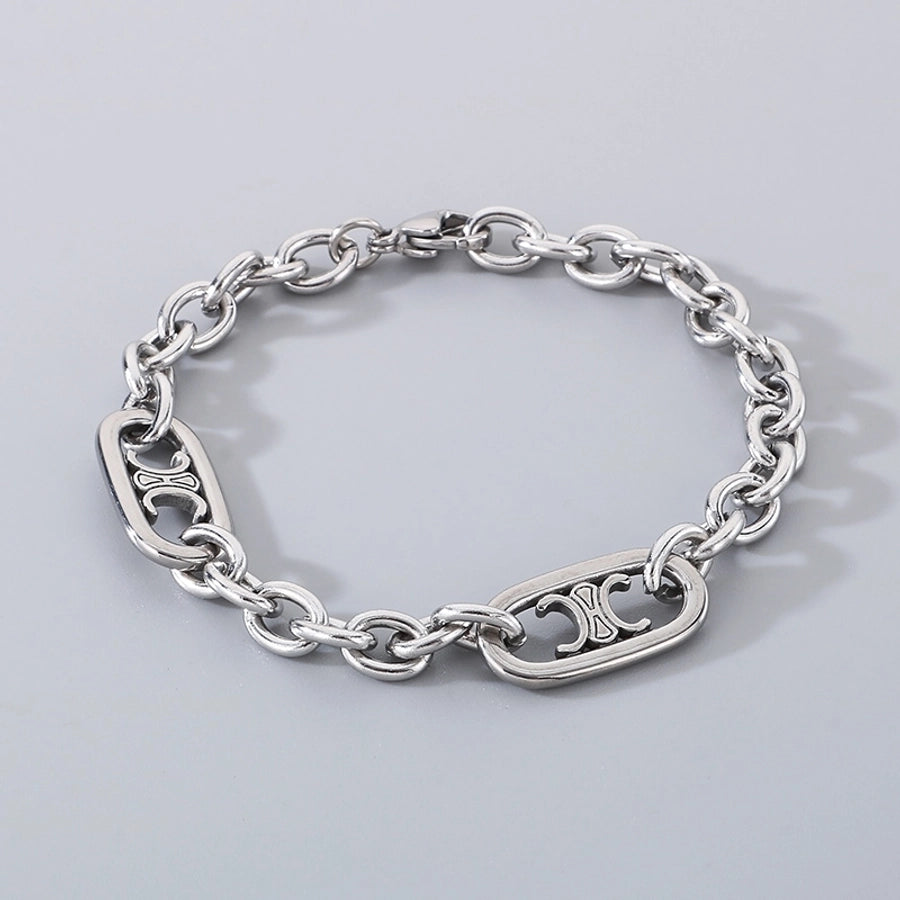 Simple Style Geometric 304 Stainless Steel 18K Gold Plated cable chain Bracelets In Bulk