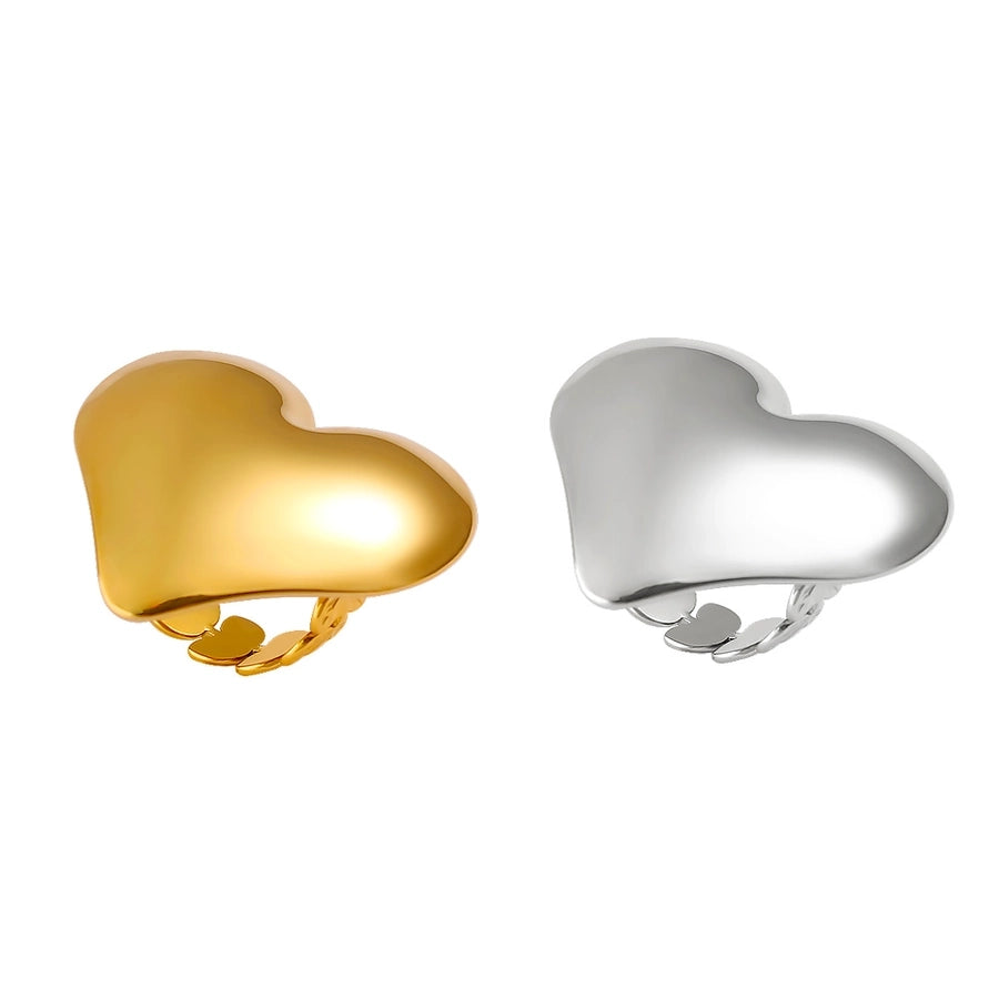 Jewelry Vacation Simple Style Commute Heart Shape 304 Stainless Steel 18K Gold Plated Open Rings