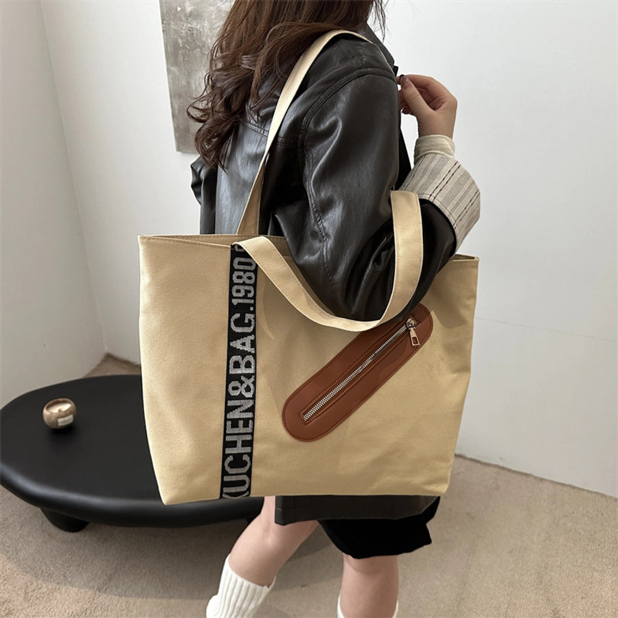 Women's Canvas Letter Streetwear Square Zipper Shoulder Bag