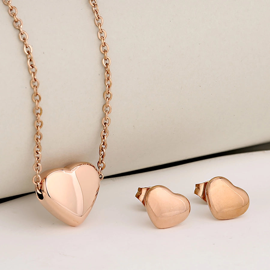 Jewelry Cute Sweet Round Letter Heart Shape 304 Stainless Steel Jewelry Set