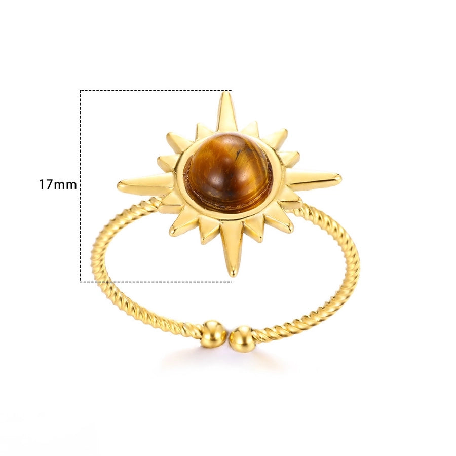 Jewelry Bohemian Sun 304 Stainless Steel 18K Gold Plated Open Rings