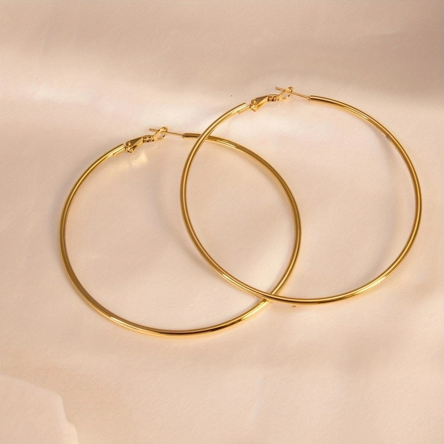 1 Pair Exaggerated Circle Plating 304 Stainless Steel 18K Gold Plated Earrings