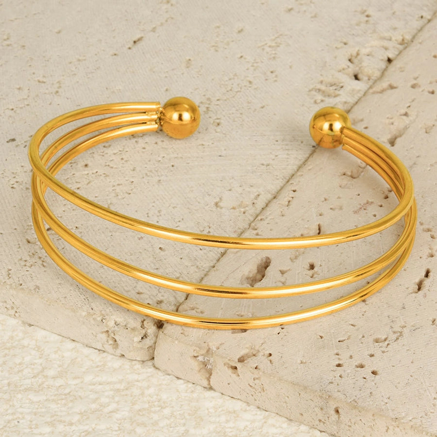 IG Style Solid Color 304 Stainless Steel 18K Gold Plated Bangle In Bulk Stainless Steel Bracelets