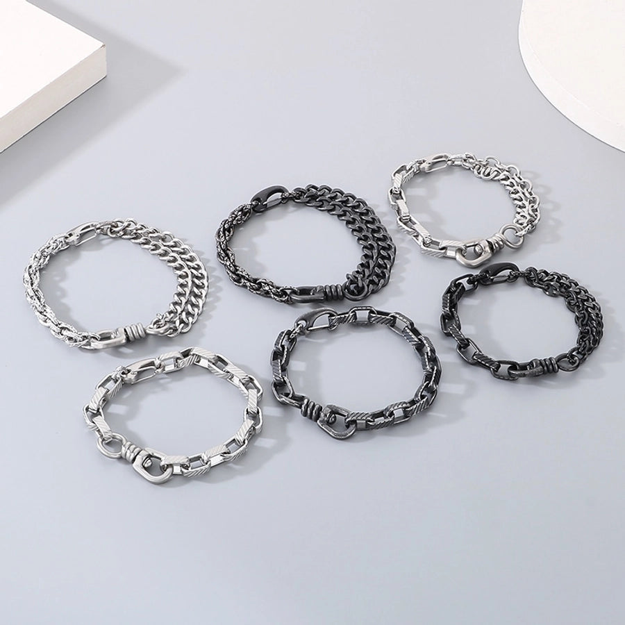 Simple Style Geometric 304 Stainless Steel Cuban Link Chain Curb Chain Bracelets In Bulk