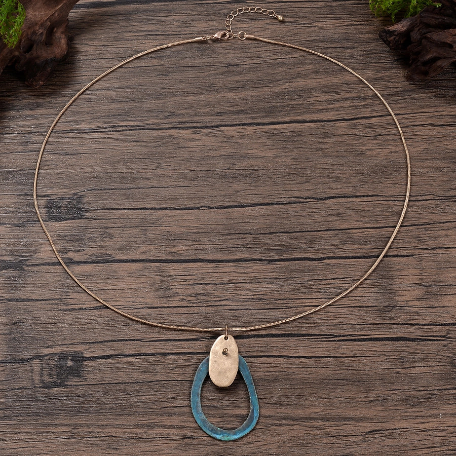 Retro Oval Alloy  Pendant Necklace