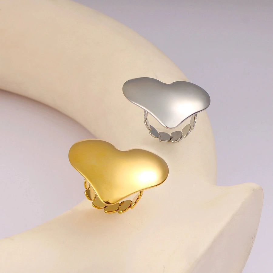 Jewelry Vacation Simple Style Commute Heart Shape 304 Stainless Steel 18K Gold Plated Open Rings