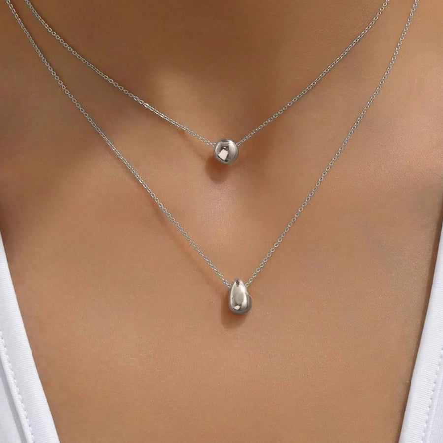 Jewelry Simple Style Classic Style Commute Water Droplets 304 Stainless Steel Double Layer Necklaces