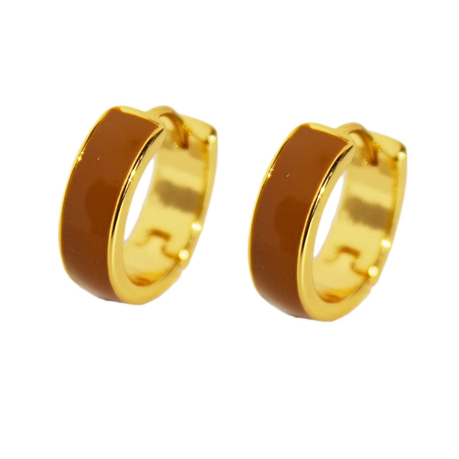 Brass 24K Gold Plated Epoxy Plating Geometric Round Hoop Earrings