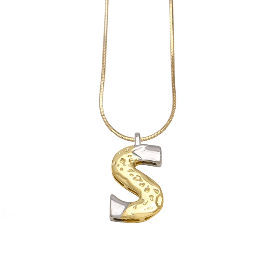 Copper 18K Gold Plated Plating Letter Pendant Necklace