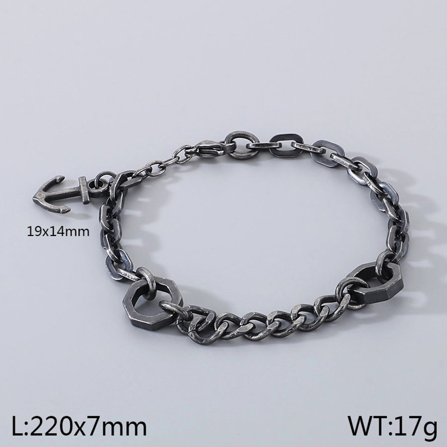 Simple Style Anchor 304 Stainless Steel cable chain Bracelets In Bulk