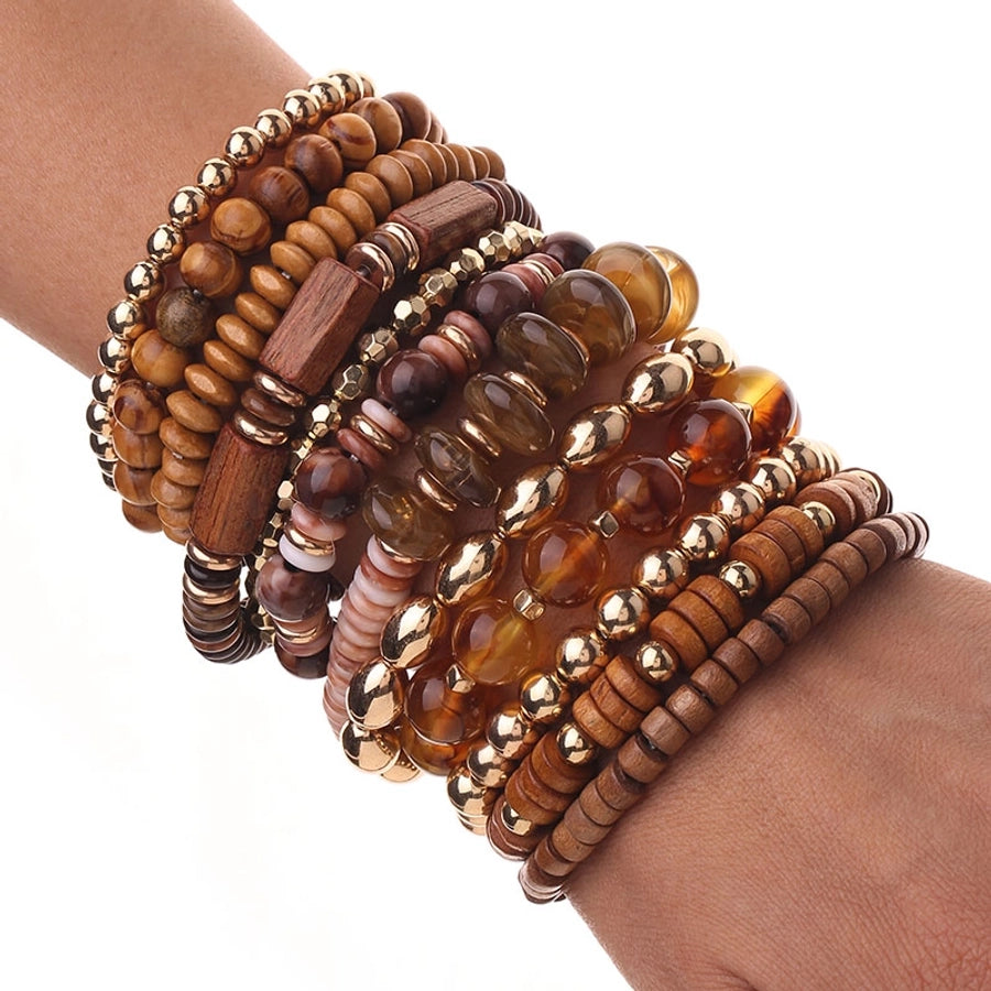 Retro Round Oval CCB Arylic Wooden beads Beaded Chain Beaded Bracelets