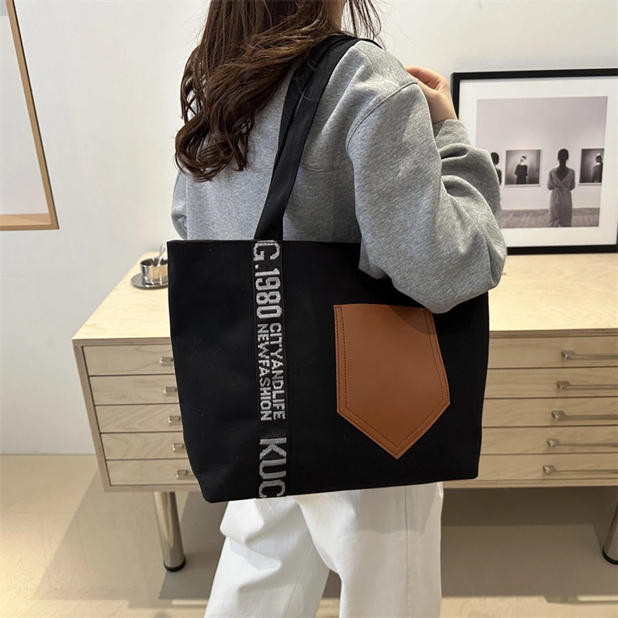 Women's Canvas Letter Streetwear Square Zipper Shoulder Bag