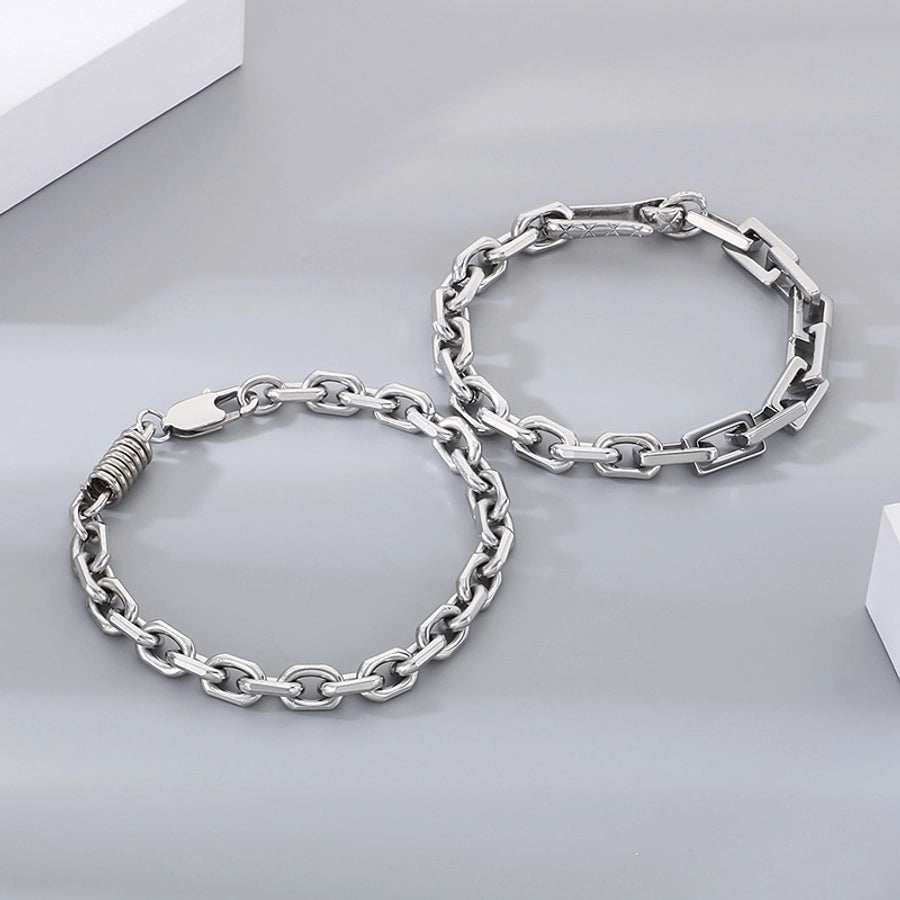 Simple Style Solid Color 304 Stainless Steel cable chain Bracelets In Bulk