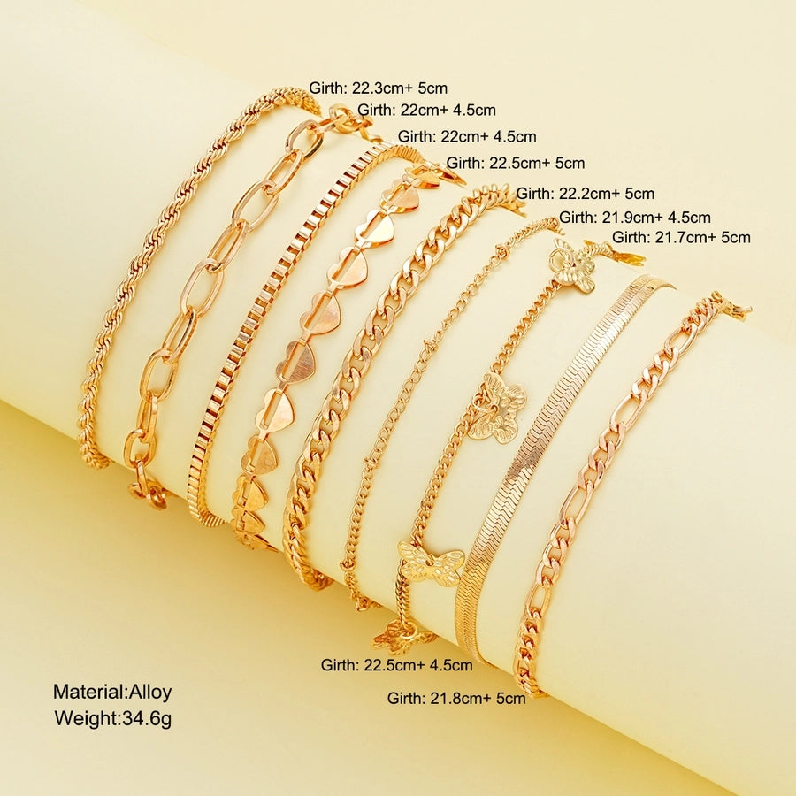 Jewelry IG Style Simple Style Geometric Heart Shape Butterfly Alloy Anklet