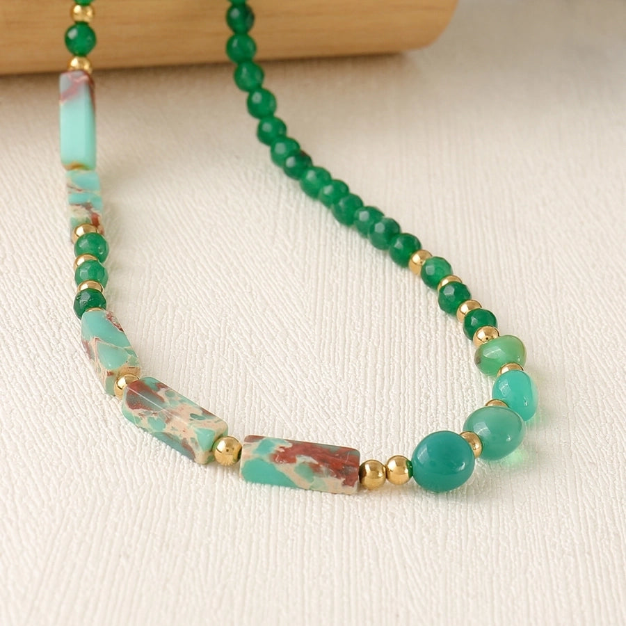 Casual Cute Irregular natural stone Copper Beaded Chain Necklace In Bulk Natural stone necklace