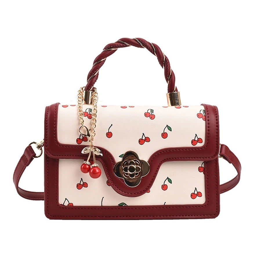 women's pu leather fruit fashion metal button square buckle handbag crossbody bag