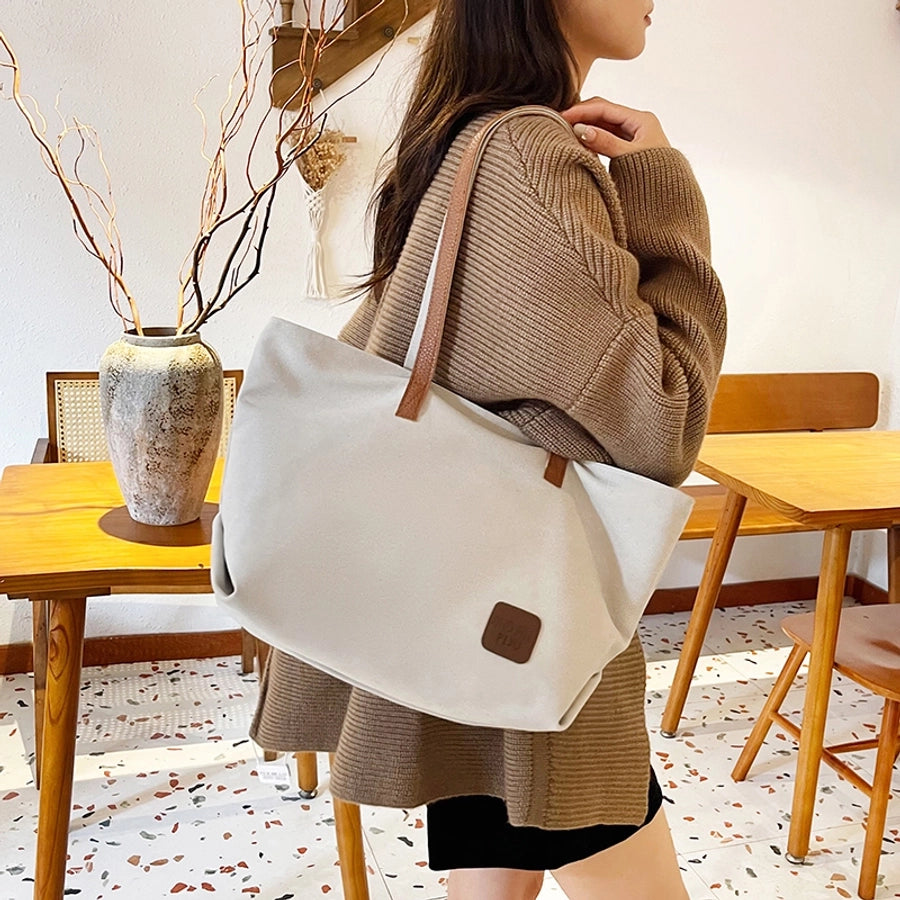 Women's Canvas Color Block Streetwear Square Zipper Shoulder Bag