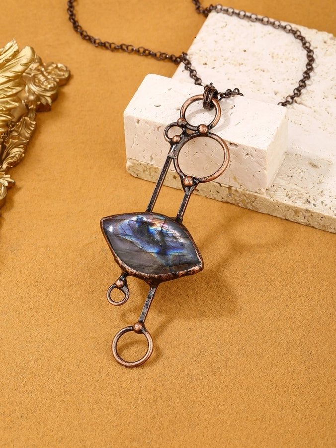 Labradorite Copper Irregular Labradorite Pendant Necklace