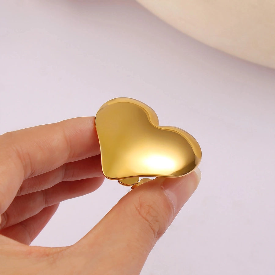 Jewelry Vacation Simple Style Commute Heart Shape 304 Stainless Steel 18K Gold Plated Open Rings