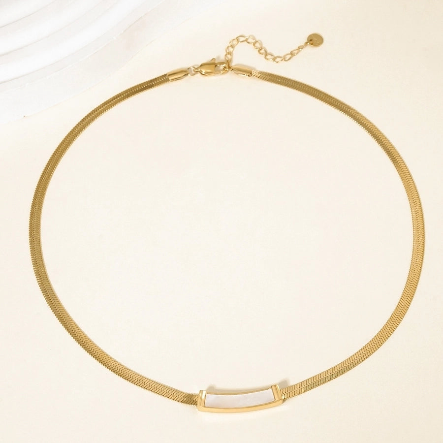 Jewelry Simple Style Solid Color 304 Stainless Steel Shell 14K Gold Plated Polishing Inlay Necklace