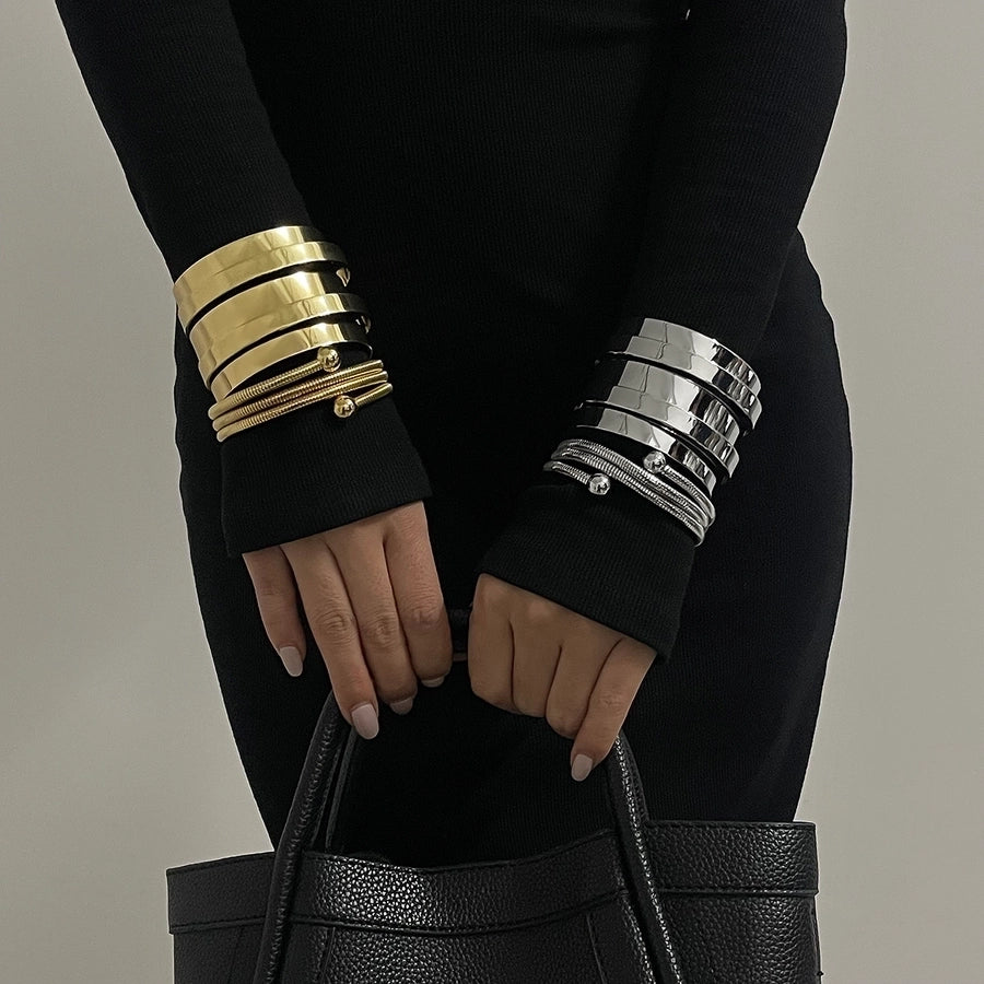 Retro Commute Geometric Alloy Bangles