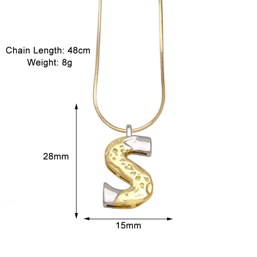 Copper 18K Gold Plated Plating Letter Pendant Necklace