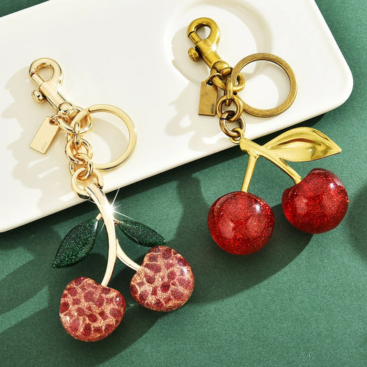 Artificial Crystal Alloy Cherry Bag Charms