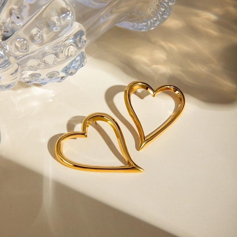 Jewelry IG Style Basic Classic Style Heart Shape 304 Stainless Steel 18K Gold Plated Plating Earrings Necklace