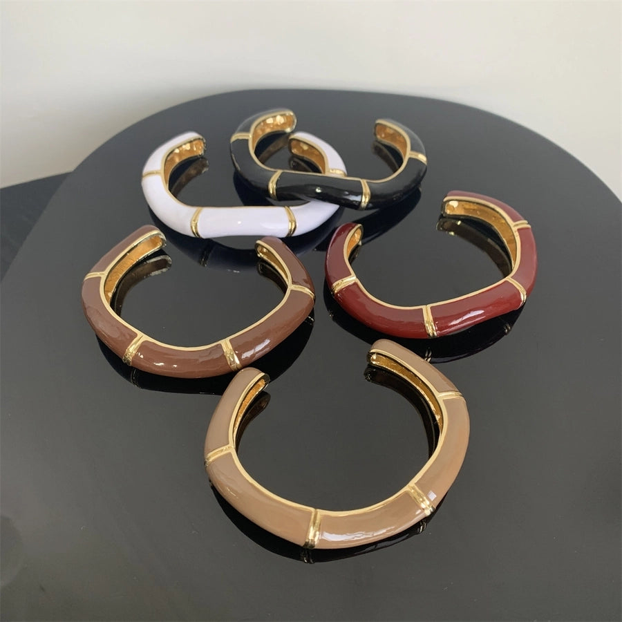 Jewelry Casual Vintage Style Simple Style Waves Copper Alloy Enamel Bangle