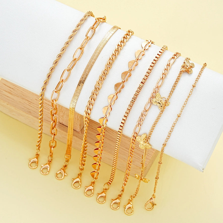 Jewelry IG Style Simple Style Geometric Heart Shape Butterfly Alloy Anklet