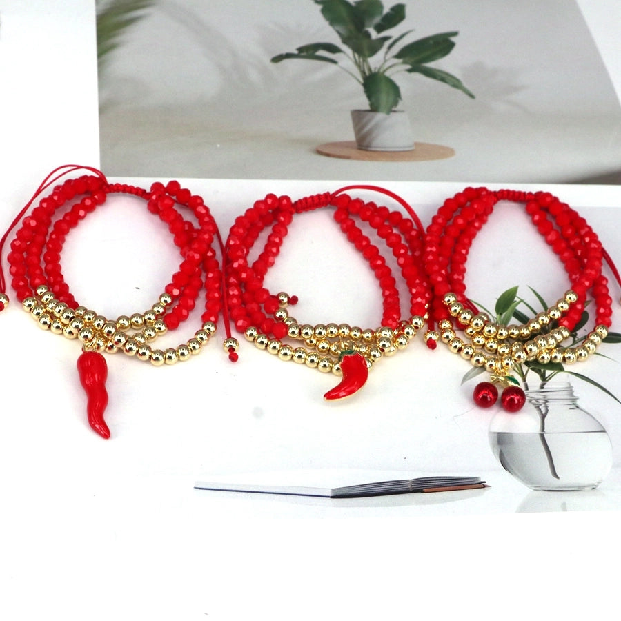 Jewelry Elegant Cute Sweet Star Cherry Heart Shape Artificial Crystal Copper Bracelets