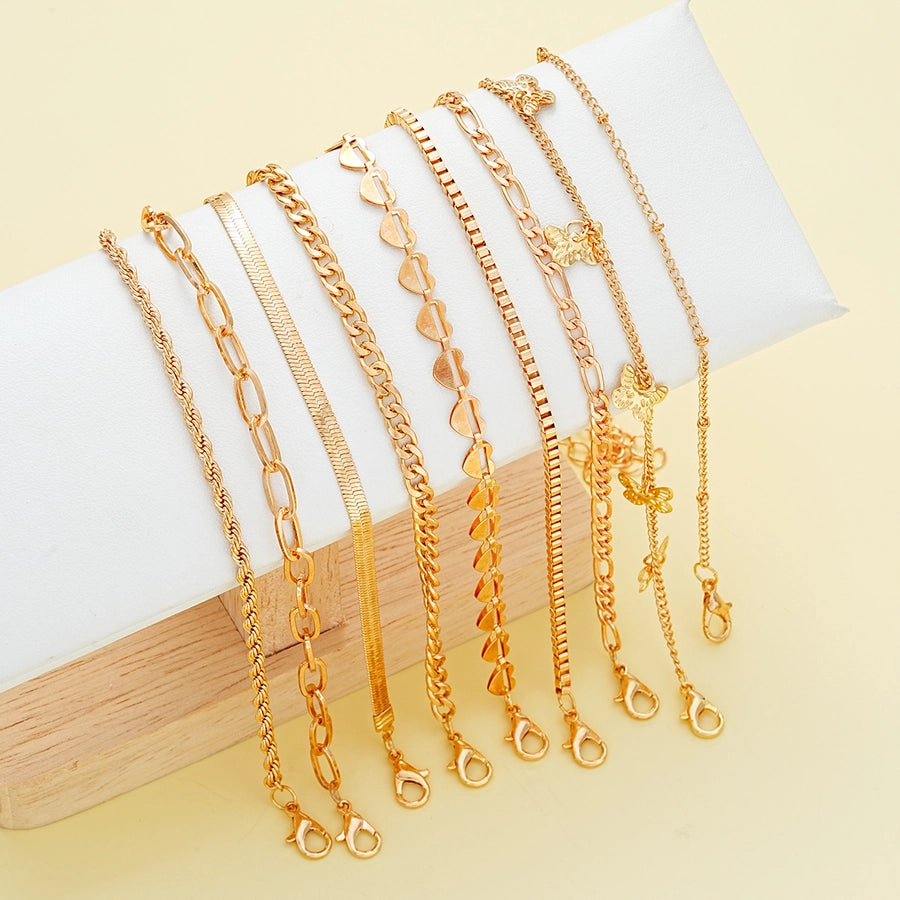 Jewelry IG Style Simple Style Geometric Heart Shape Butterfly Alloy Anklet