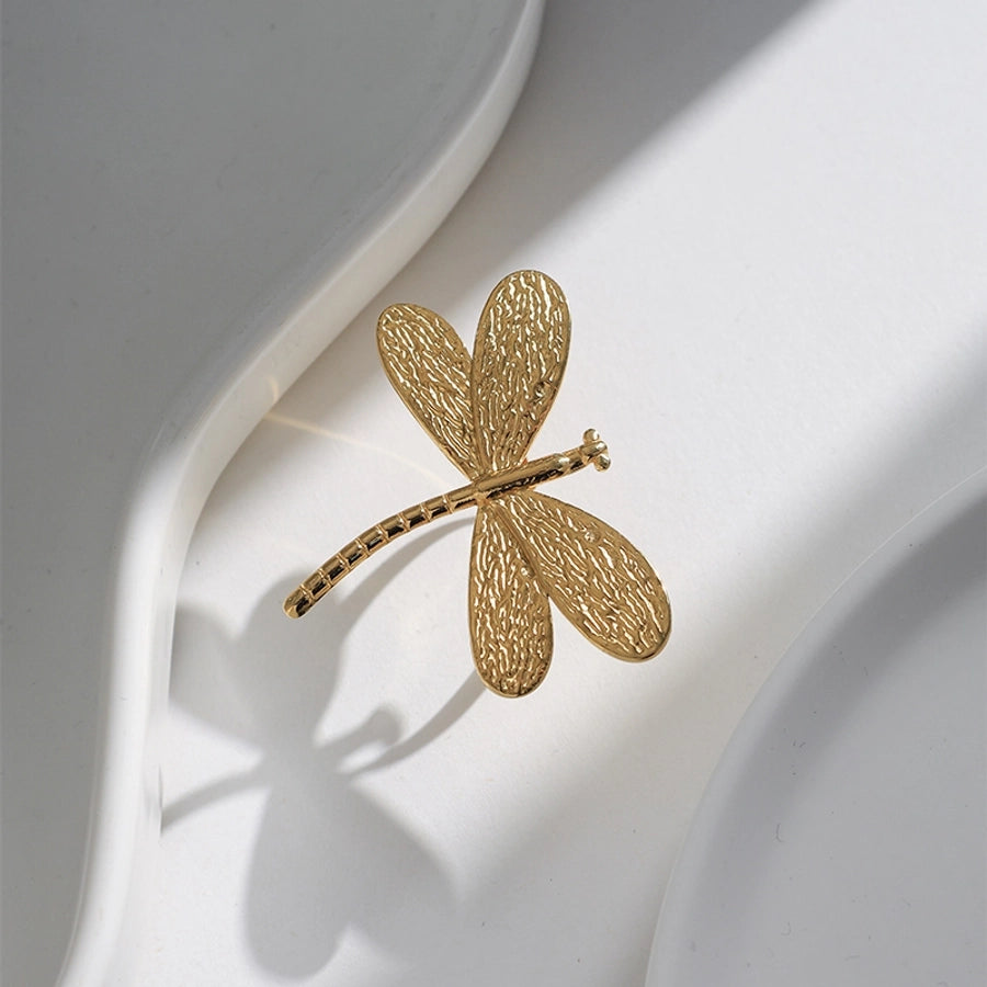 Jewelry Vacation Simple Style Dragonfly 304 Stainless Steel 14K Gold Plated Open Rings