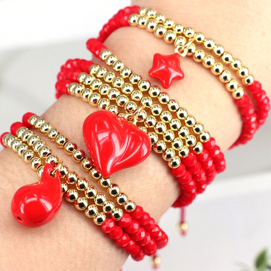 Jewelry Elegant Cute Sweet Star Cherry Heart Shape Artificial Crystal Copper Bracelets